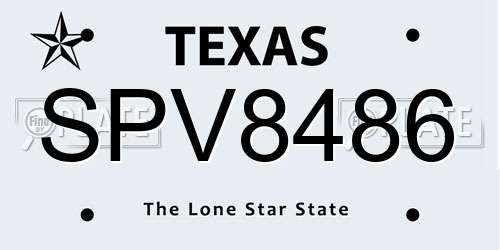 SPV8486 Texas License Plate