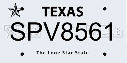 SPV8561 Texas License Plate