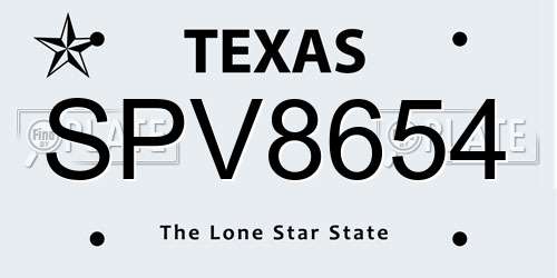 SPV8654 Texas License Plate