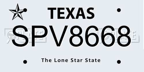SPV8668 Texas License Plate