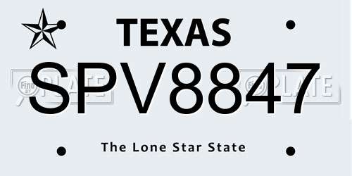 SPV8847 Texas License Plate
