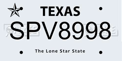 SPV8998 Texas License Plate