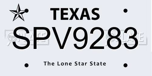 SPV9283 Texas License Plate