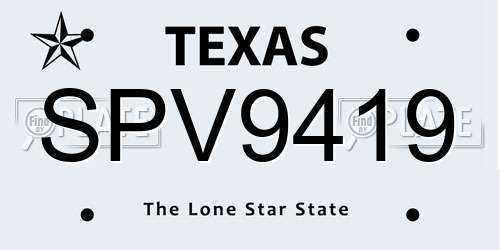 SPV9419 Texas License Plate