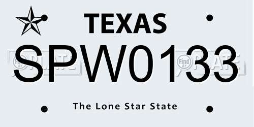 SPW0133 Texas License Plate