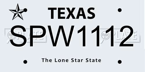 SPW1112 Texas License Plate