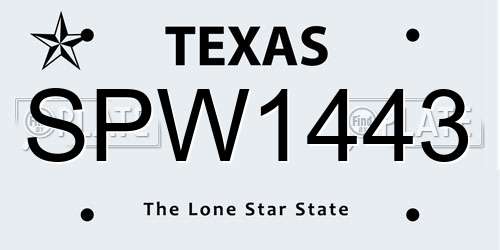 SPW1443 Texas License Plate