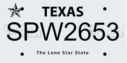 SPW2653 Texas License Plate
