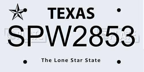 SPW2853 Texas License Plate
