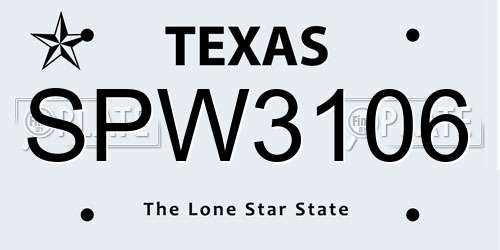 SPW3106 Texas License Plate