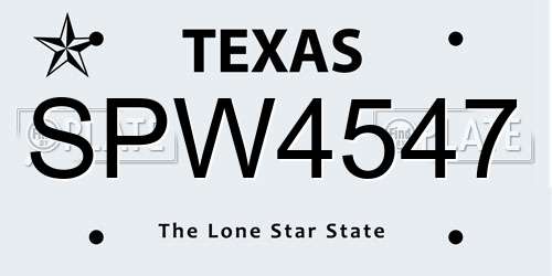 SPW4547 Texas License Plate