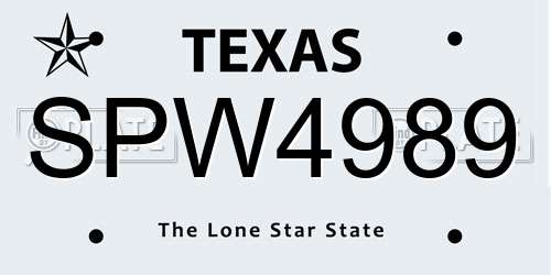 SPW4989 Texas License Plate