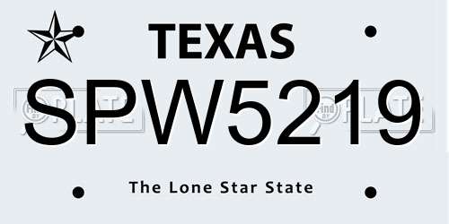 SPW5219 Texas License Plate