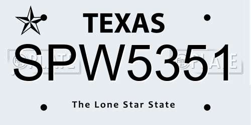 SPW5351 Texas License Plate