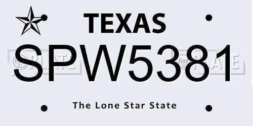 SPW5381 Texas License Plate