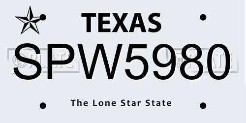 SPW5980 Texas License Plate