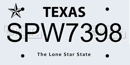 SPW7398 Texas License Plate