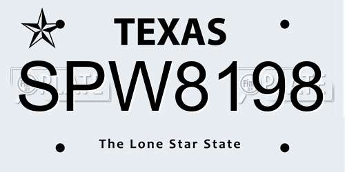 SPW8198 Texas License Plate