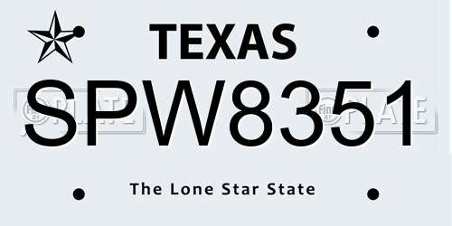 SPW8351 Texas License Plate