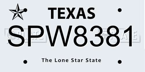SPW8381 Texas License Plate