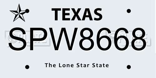 SPW8668 Texas License Plate