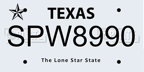 SPW8990 Texas License Plate