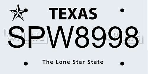 SPW8998 Texas License Plate