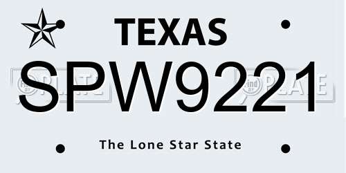 SPW9221 Texas License Plate