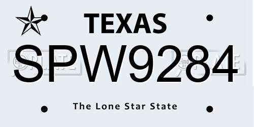 SPW9284 Texas License Plate