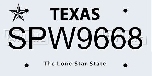 SPW9668 Texas License Plate