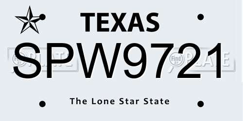 SPW9721 Texas License Plate