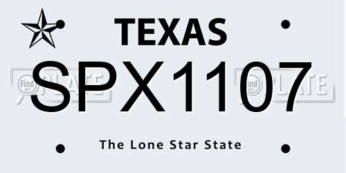 SPX1107 Texas License Plate