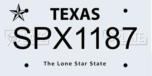 SPX1187 Texas License Plate