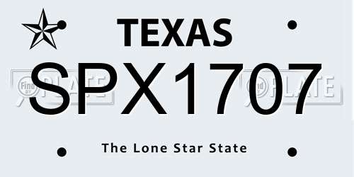SPX1707 Texas License Plate