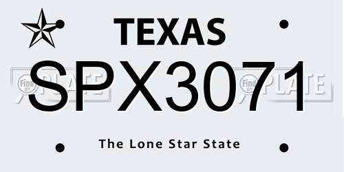 SPX3071 Texas License Plate