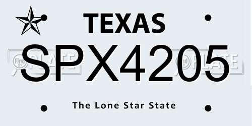 SPX4205 Texas License Plate