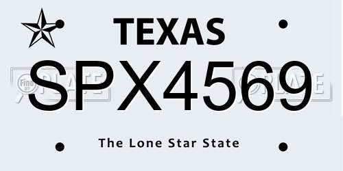 SPX4569 Texas License Plate