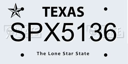 SPX5136 Texas License Plate