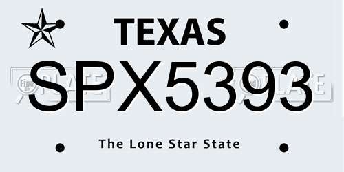 SPX5393 Texas License Plate