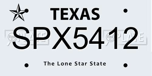SPX5412 Texas License Plate