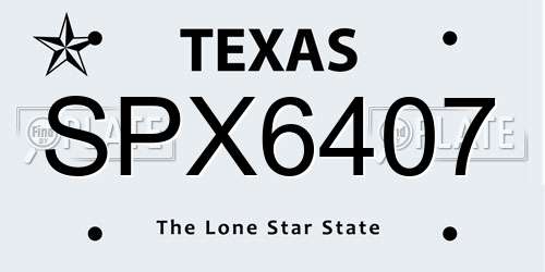 SPX6407 Texas License Plate