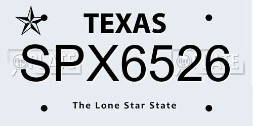 SPX6526 Texas License Plate