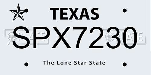 SPX7230 Texas License Plate