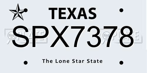 SPX7378 Texas License Plate