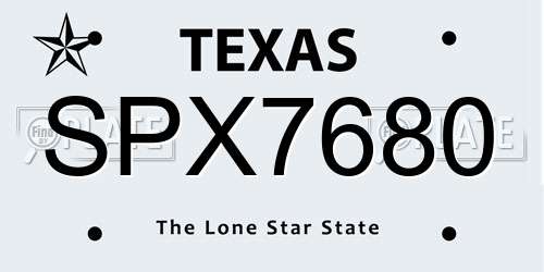 SPX7680 Texas License Plate