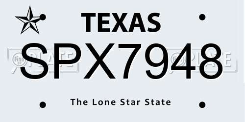 SPX7948 Texas License Plate