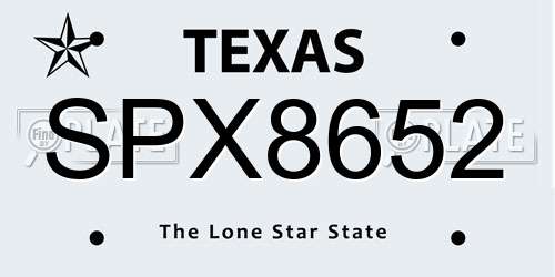 SPX8652 Texas License Plate