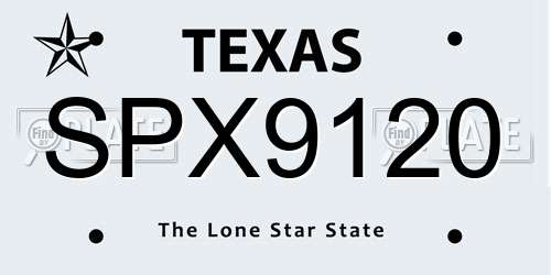 SPX9120 license plate in TX state
