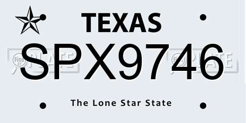SPX9746 Texas License Plate