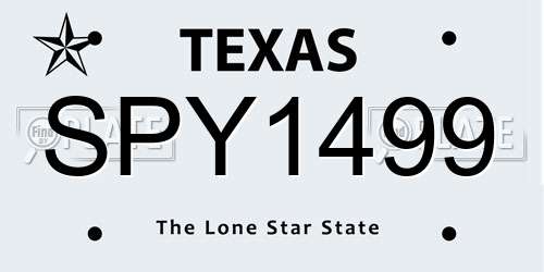 SPY1499 Texas License Plate